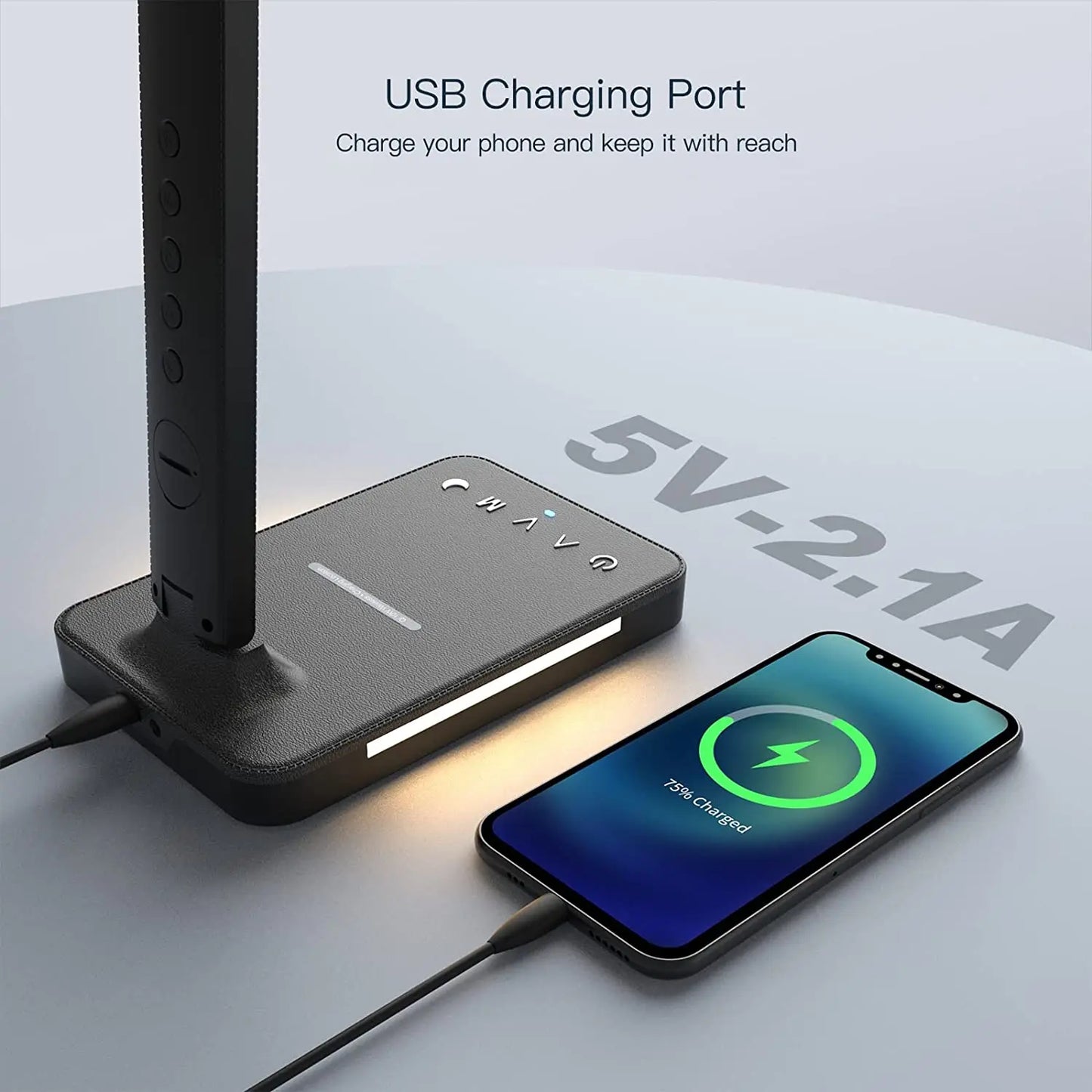 LED Table Lamp with 10W Wireless Charger & LCD Display – Touch Control, 3 Brightness Modes, Night Light, USB Output | Modern Desk Lamp for Home, Hotel & Office