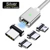 EONLINE Magnetic USB Charging Cable – 3A/5A Super Fast Charge, Type-C & Micro USB Connectors, 1M Braided Cable (White)