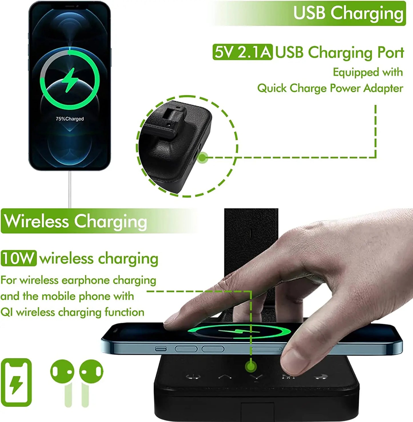 LED Table Lamp with 10W Wireless Charger & LCD Display – Touch Control, 3 Brightness Modes, Night Light, USB Output | Modern Desk Lamp for Home, Hotel & Office