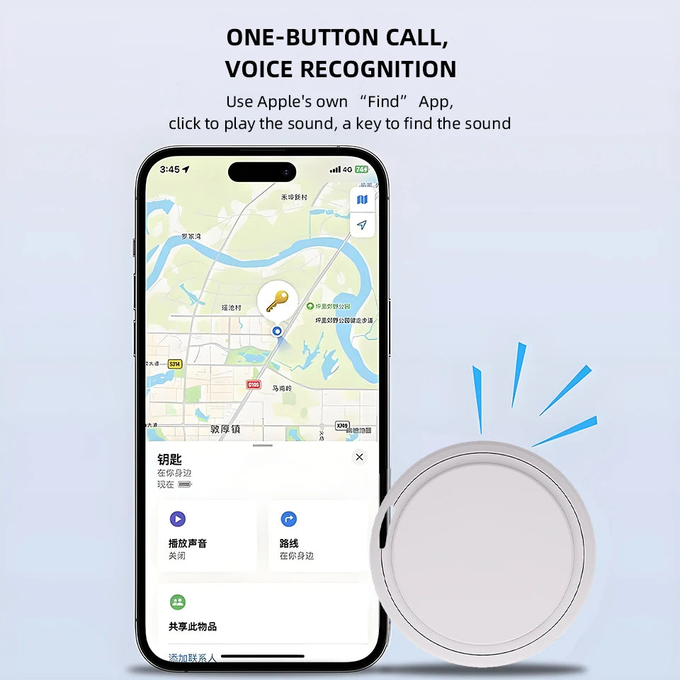 Portable Personal GPS Locator on Find My APP Searching Position Identification and Loss Prevention Alarm Locator