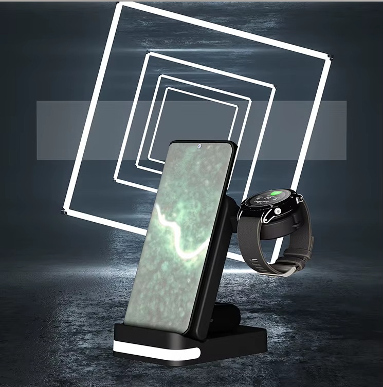3-in-1 Foldable Fast Wireless Charging Station for iPhone, Android, Watch & Earbuds – 10W Output