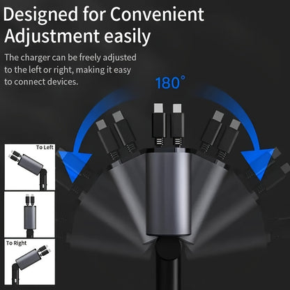 4-in-1 Retractable Car Phone Charger | Dual USB Ports | Fast Charging Adapter for Android | Compact Auto Interior Accessory