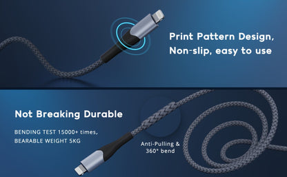 3/6pcs iPhone Fast Charging Cable Set – 1.8m Nylon Braided USB to Lightning Cable with Data Sync, 10-20W High-Speed Charging for iPhone 14/13/12/11/X Series (Red/Gray/White)
