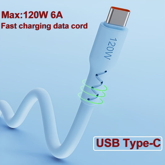 6A Super Fast Charging USB to Type-C Cable – Zinc Alloy, Liquid Silicone, High-Speed Charger for Huawei, Honor, Xiaomi, Redmi, POCO, OPPO, VIVO (1m/1.5m/2m)