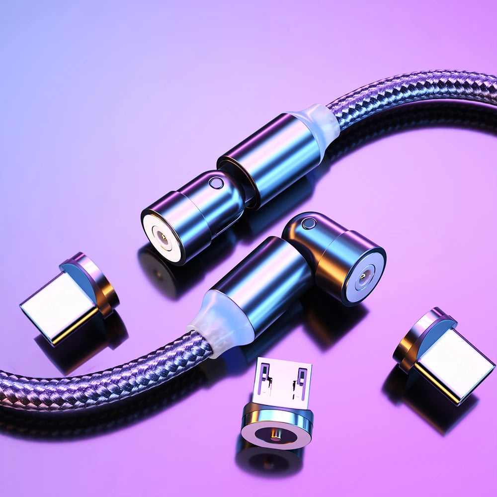 3-in-1 Magnetic USB Charging Cable – Type-C, Micro USB, and iOS Connectors (1M / 2M, 2.4A Fast Charge)