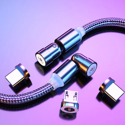 3-in-1 Magnetic USB Charging Cable – Type-C, Micro USB, and iOS Connectors (1M / 2M, 2.4A Fast Charge)
