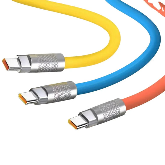 1M / 2M Zinc Alloy 6A PD Fast Charging USB Cable – 120W USB-C to USB-C / USB-A to USB-C Liquid Silicone Data Cable for iOS & Android