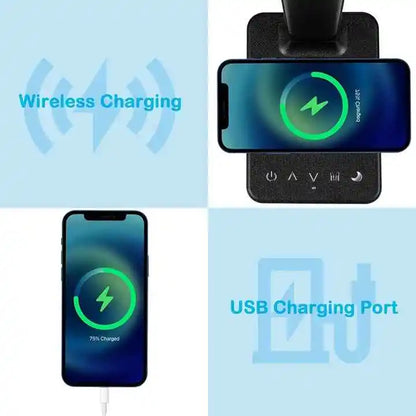 LED Table Lamp with 10W Wireless Charger & LCD Display – Touch Control, 3 Brightness Modes, Night Light, USB Output | Modern Desk Lamp for Home, Hotel & Office