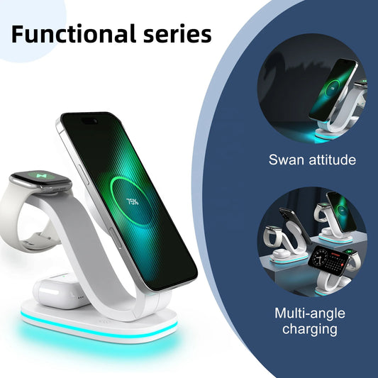 3-in-1 Magnetic Wireless Charging Stand for iPhone, AirPods & Apple watch