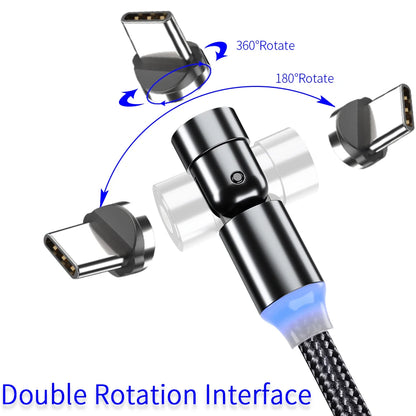 3-in-1 Magnetic USB Charging Cable – Type-C, Micro USB, and iOS Connectors (1M / 2M, 2.4A Fast Charge)