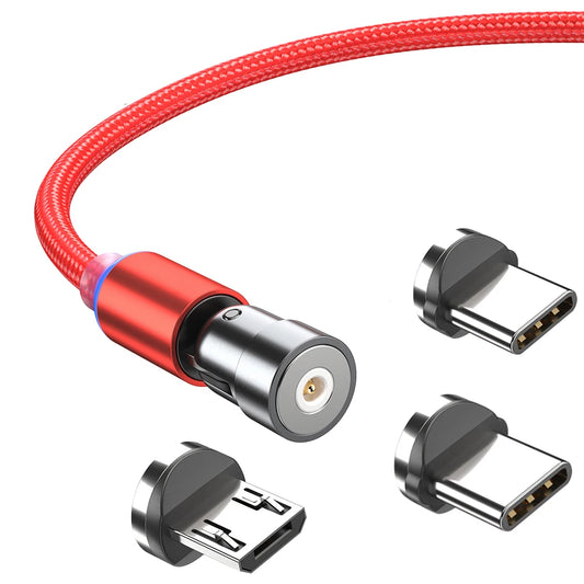 3-in-1 Magnetic USB Charging Cable – Type-C, Micro USB, and iOS Connectors (1M / 2M, 2.4A Fast Charge)