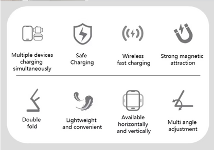 3-in-1 Foldable Fast Wireless Charging Station for iPhone, Android, Watch & Earbuds – 10W Output